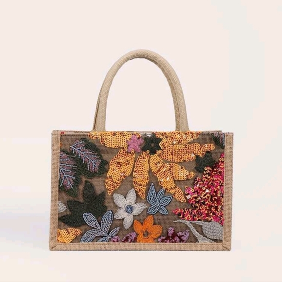 Sequined floral embroidery bag - Picture 2 of 8